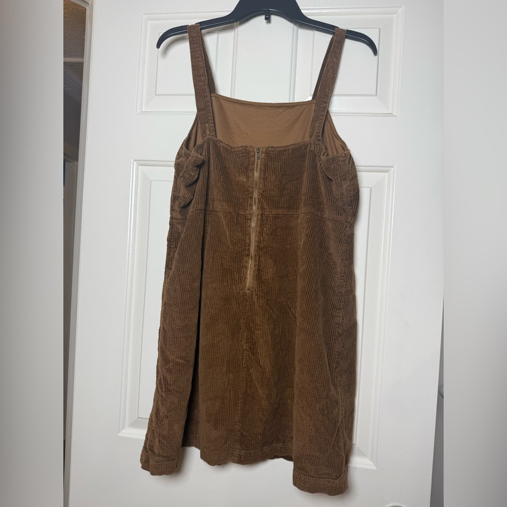 American Eagle Outfitters women's brown corduroy overall mini dress - Picture 7 of 10